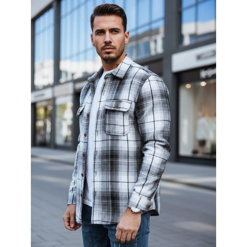 Dstreet Kockovaná flanelová košeľa s náprsnými vreckami v čierno 66666810