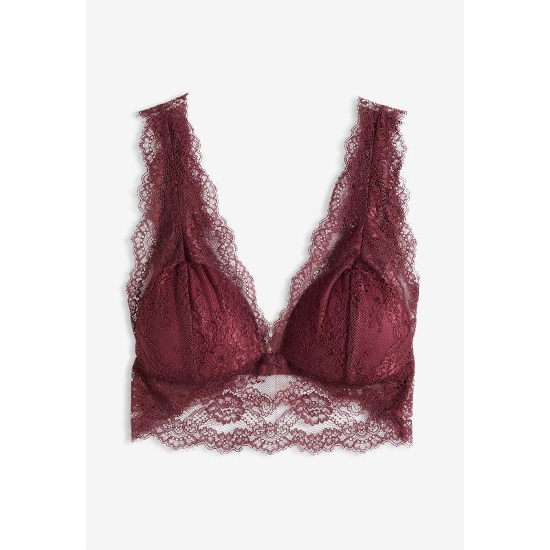 bonprix Podprsenka bralette s jemnou čipkou, farba červená 66612201