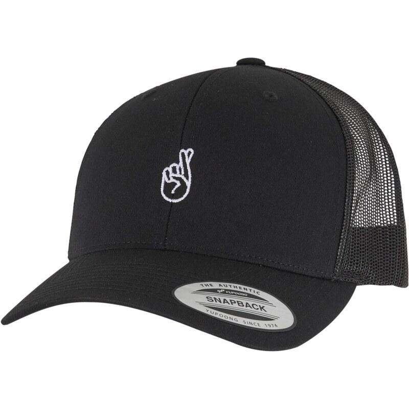 Mister Tee Čiapka Crossed Fingers Handsign čierna / biela 66680965