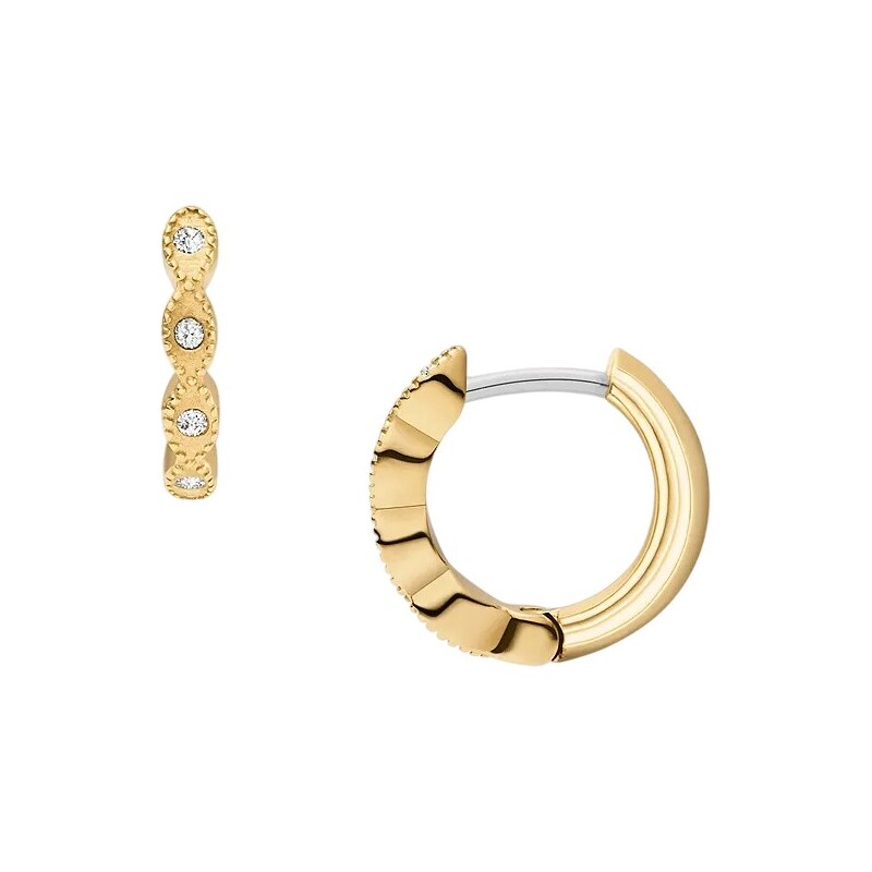 Fossil Pozlátené kruhové náušnice s kryštálmi Ellis JF04913710 66672240