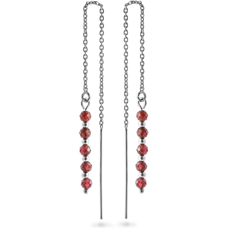 AGAIN Jewelry Strieborné retiazkové náušnice s granátom AJKNS005 66672235