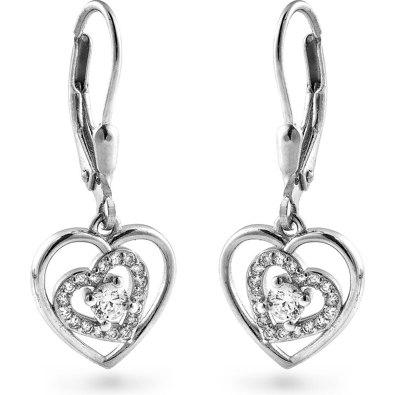 AGAIN Jewelry Srdiečkové visiace náušnice s kubickými zirkónmi 66672236