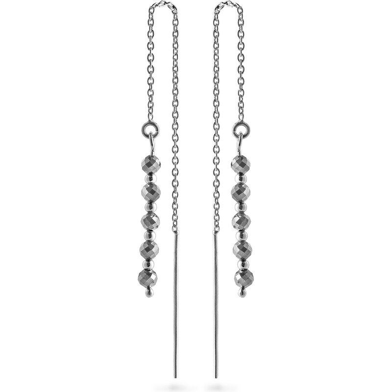 AGAIN Jewelry Strieborné retiazkové náušnice s hematitom AJKNS006 66672243