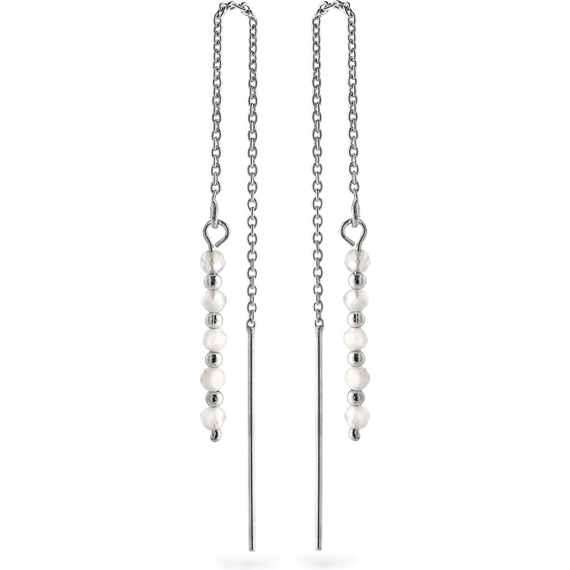 AGAIN Jewelry Strieborné retiazkové náušnice s mesačným kameňom 66672245