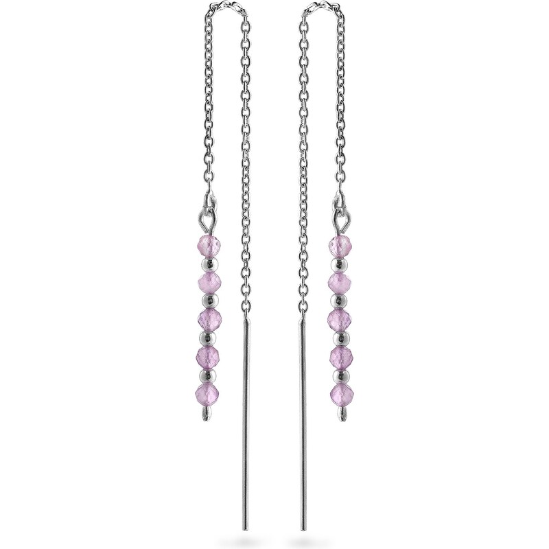 AGAIN Jewelry Strieborné retiazkové náušnice s ametystom AJKNS004 66672252
