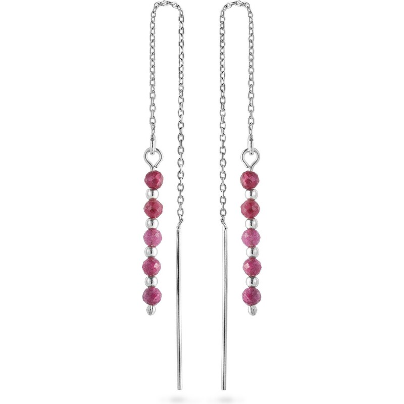 AGAIN Jewelry Strieborné retiazkové náušnice s rubínom AJKNS007 66672253