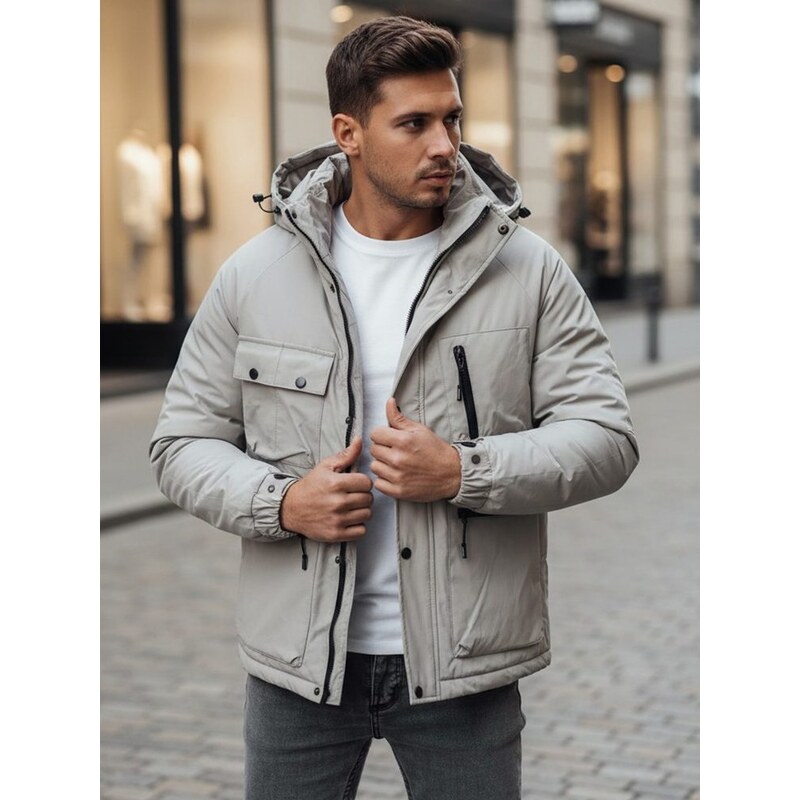 Dstreet Teplá sivá pánska bunda na zimu 66674579