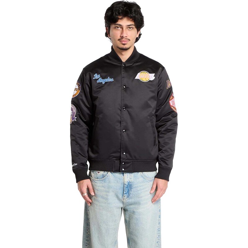 Mitchell & Ness NBA Blackout Heavyweight Lakers Satin Jacket - Pánske 66675172