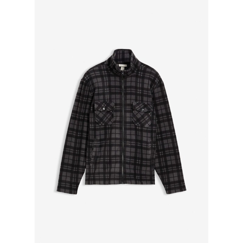 bonprix Flísová bunda so stojačikom, farba čierna 66675259