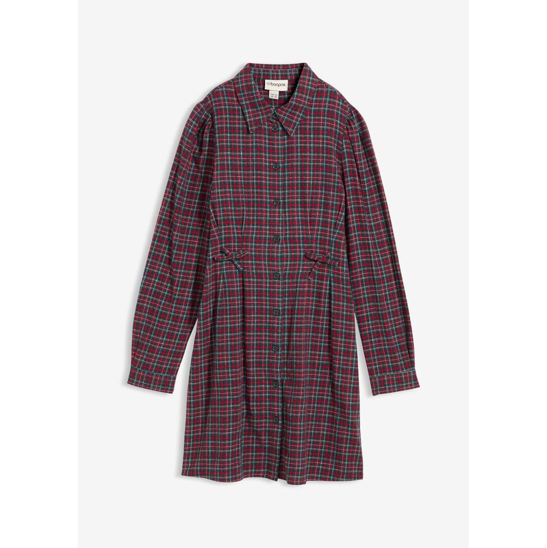 bonprix Košeľové šaty z flanelu, farba červená 66675266