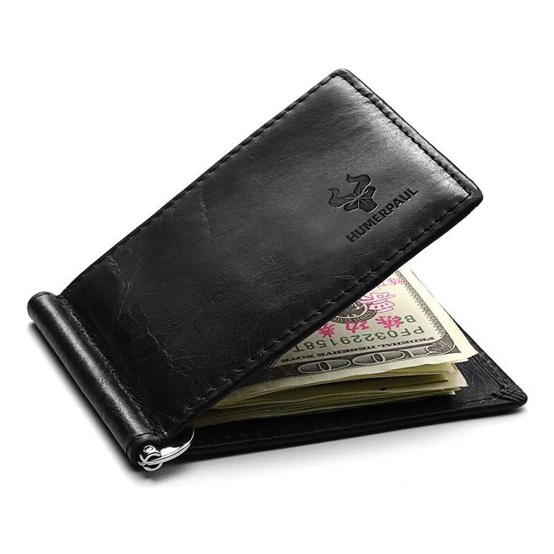 Humerpaul kožená peňaženka s klipom Lauris Matná Čierna 65229465