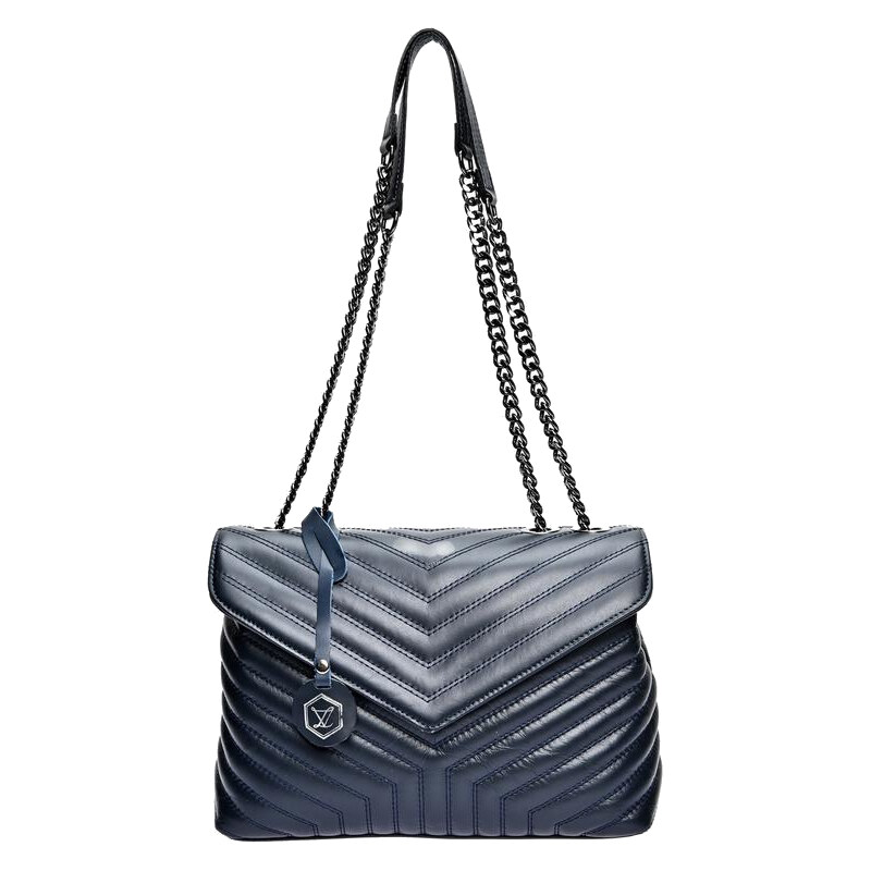 Luisa Vannini Dámska kožená kabelka LV 2183 Blu Scuro 66675517