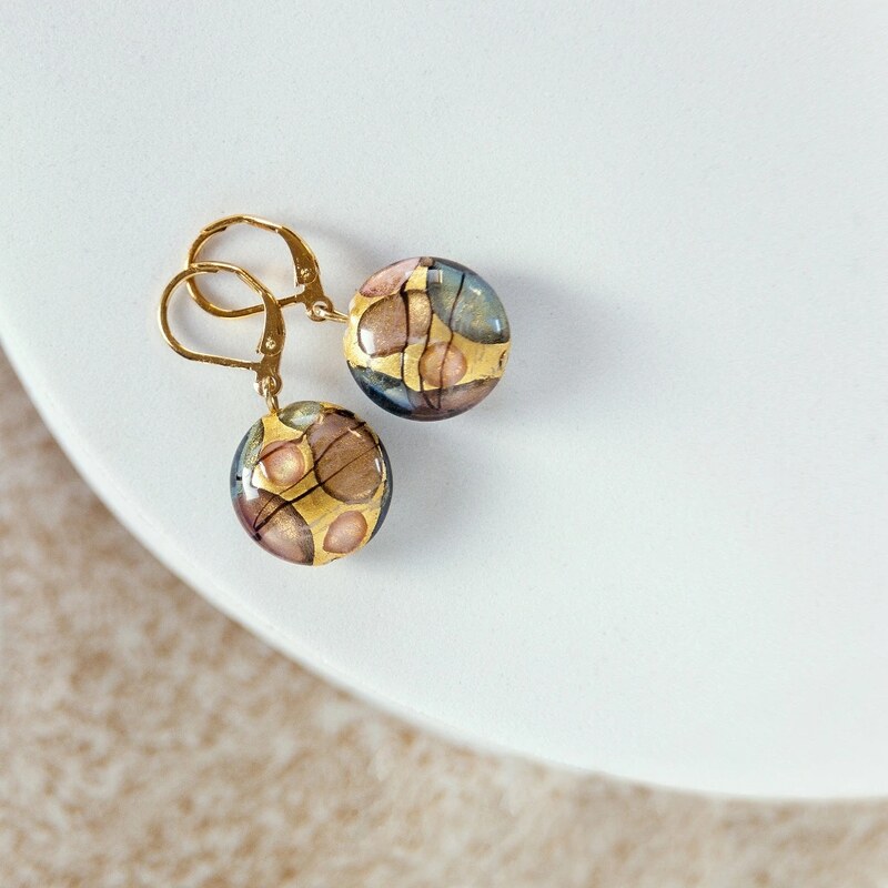 Lampglas Náušnice Art Nouveau s 24-karátovým zlatom v perlách Lampglas 66675851