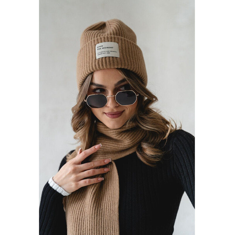 Ander PURO CAMEL kašmírová čiapka 66678016