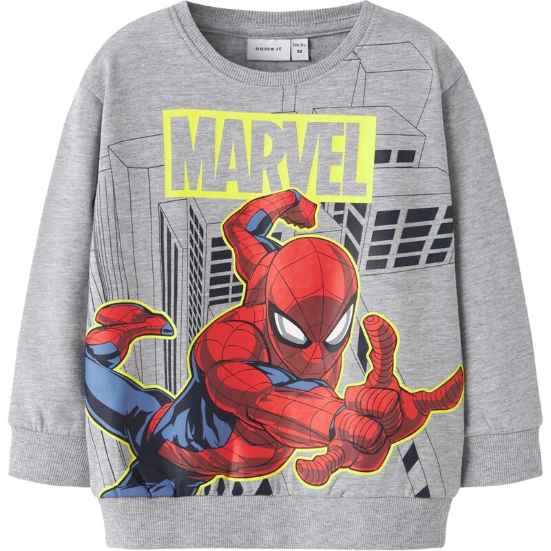 NAME IT Mikina NMMDION SPIDER tmavomodrá / žltá / sivá melírovaná / 66680998