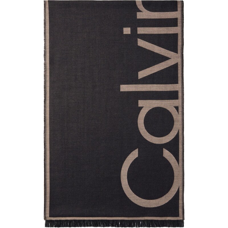 Calvin Klein Šál tmavobéžová / čierna 66681645