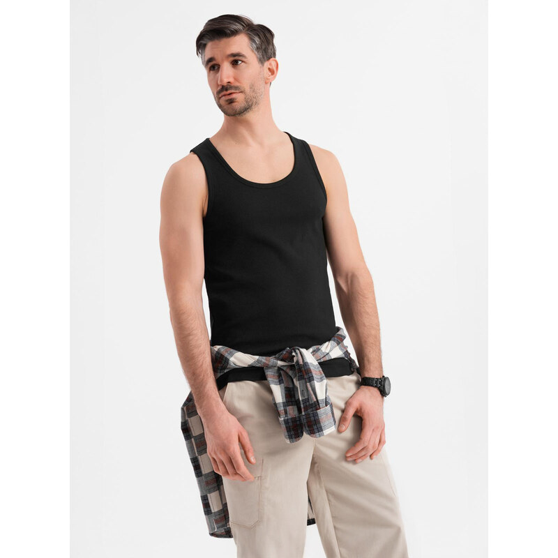 Ombre Mens cotton basic t-shirt with straps - black 64793457