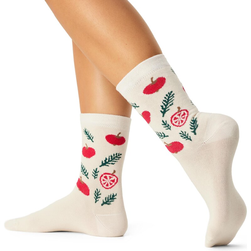 Vlnka Vianočné bavlnené ponožky jablká 66530210