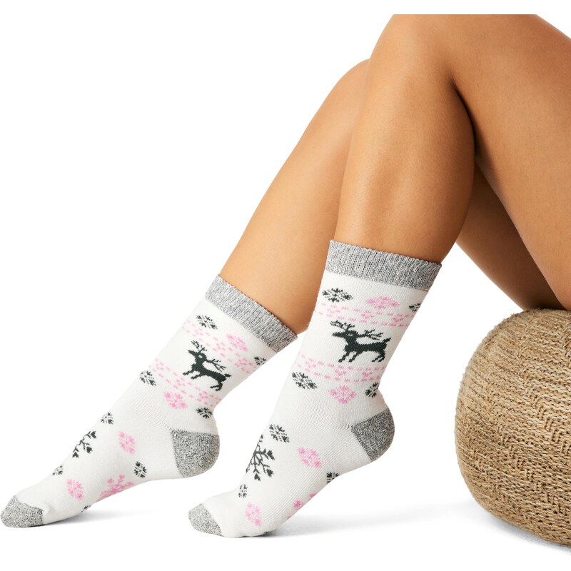 Vlnka Ponožky s Merino vlnou jeleň ružová 66530209