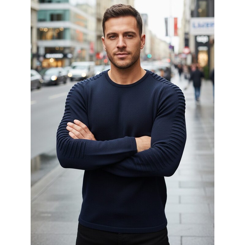 Dstreet Štýlový sveter modrej farby pre pánov 66691470