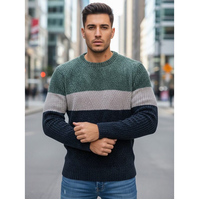 Dstreet Pánsky pruhovaný trojfarebný sveter 66691478