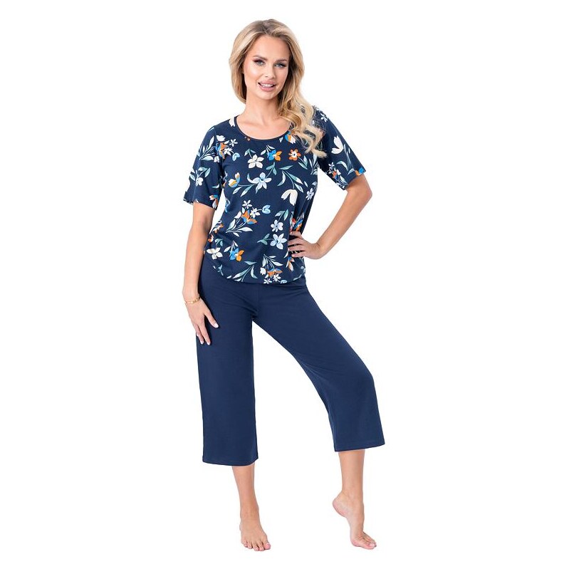 Donna Bavlnené dámske pyžamo Caroline 3/4 modré 66693468