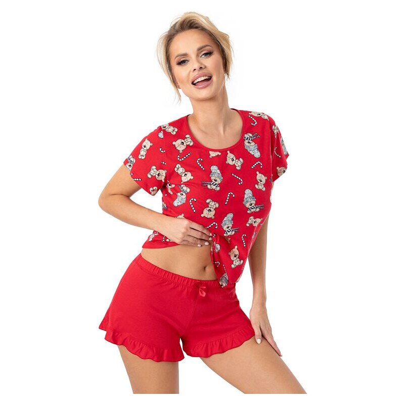 Donna Vianočné pyžamo Bear short červené 66693474