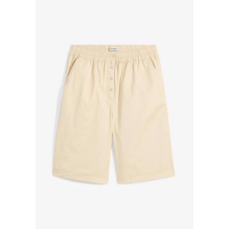 bonprix Bavlnené bermudy z Papertouch, z bavlneného mixu, farba béžová 64240087