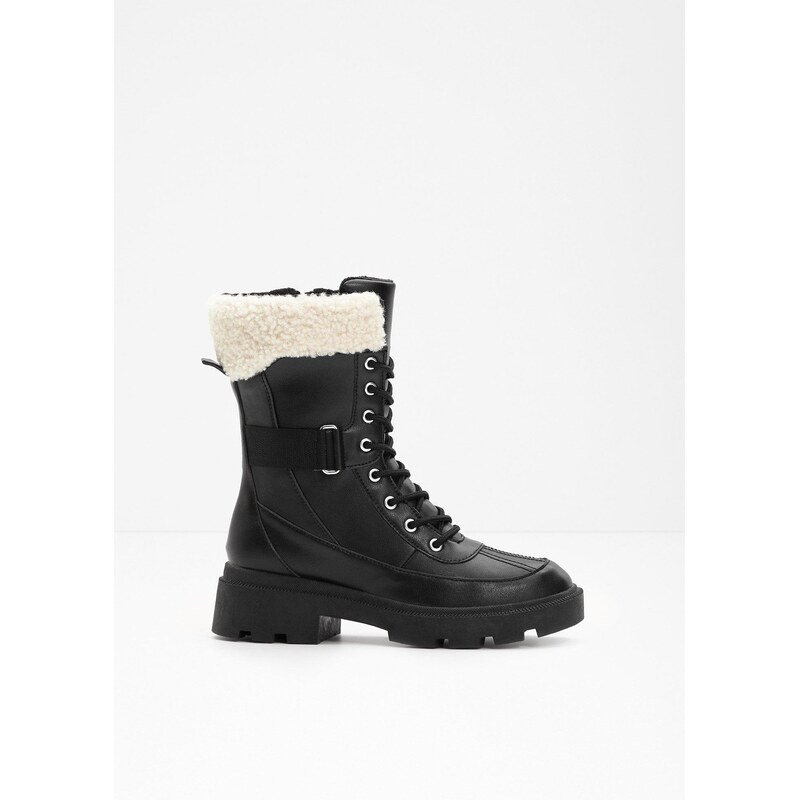 bonprix Šnurovacie čižmy, podšívané, farba čierna 66696745