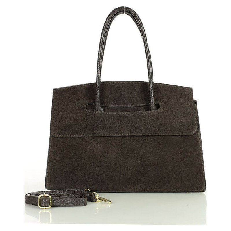 MARCO MAZZINI Tmavo hnedá dámska kožená hobo kabelka (s293c) 66700494