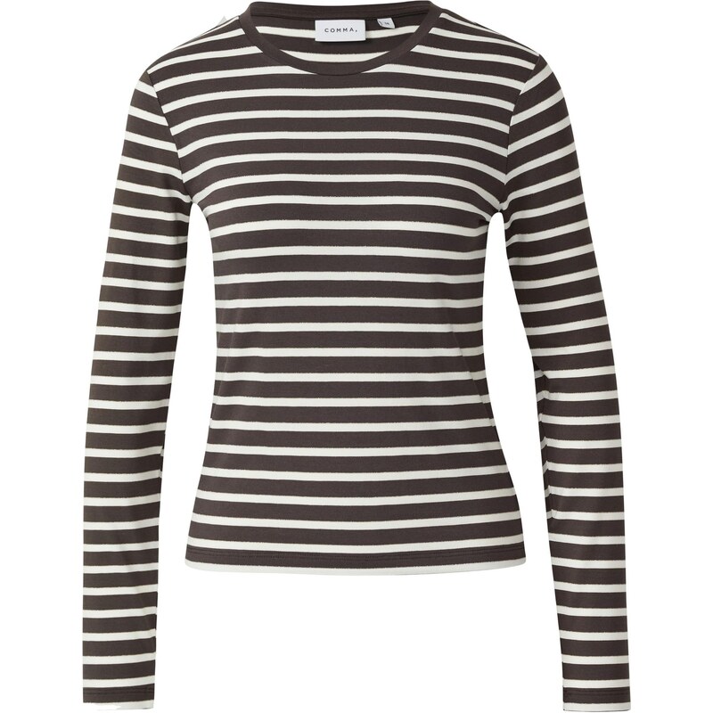 COMMA Tričko tmavohnedá / biela 66707543