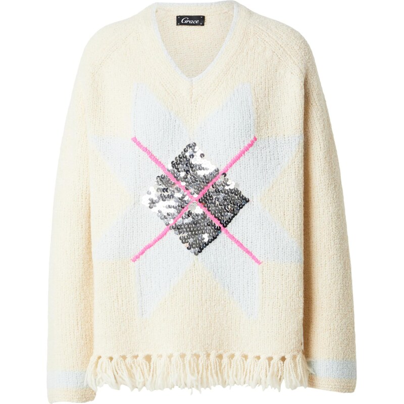 Grace Sveter SNOW krémová / svetlomodrá / ružová / strieborná 66707640