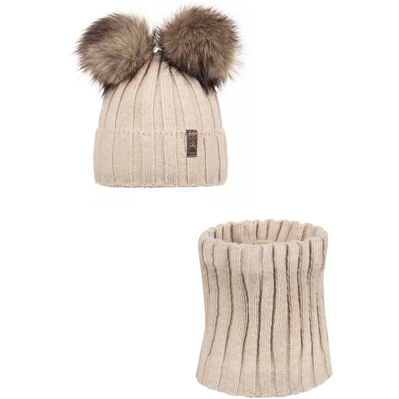 Súprava čiapky a šálu Ander BIANCA - béžová 66708029