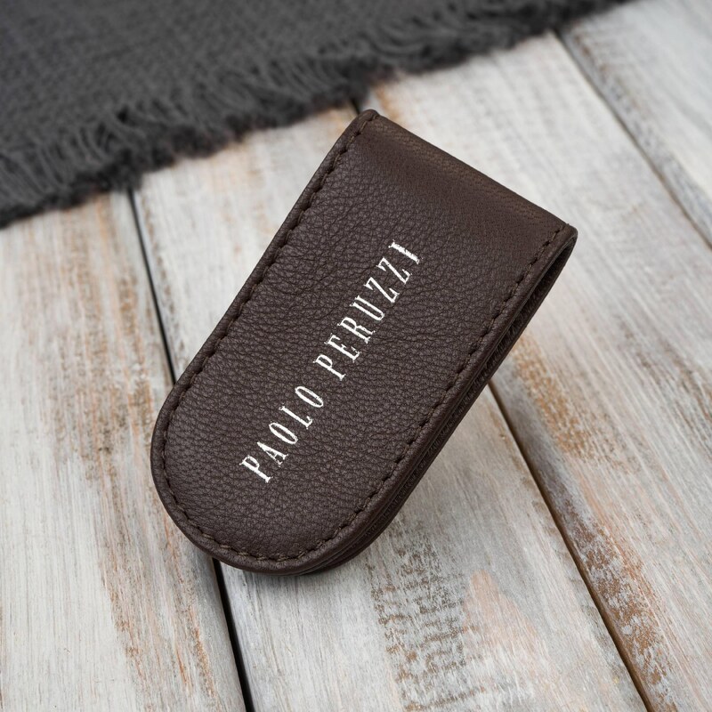 Paolo Peruzzi Kožená magnetická sponka na peniaze, elegantná | hnedá 66707890
