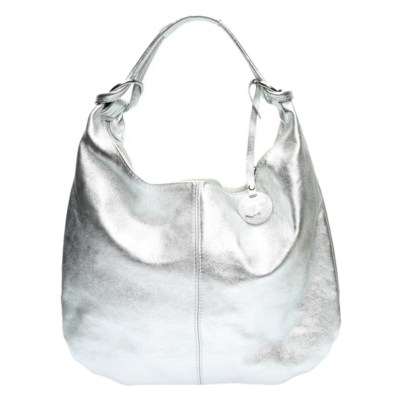 Carla Ferreri Dámska kožená kabelka Hobo CF8159 Argento 66707965