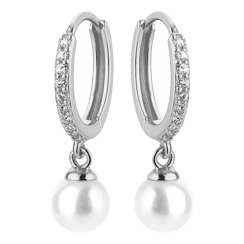 Troli Krásne okrúhle náušnice s kryštálmi a perlou VREPE003SI 66581097