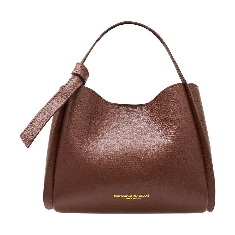 Glamorous by GLAM Dámská kožená kabelka do ruky hnědá 66709307