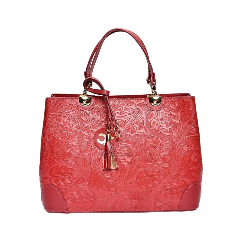 Carla Ferreri Dámska kožená kabelka CF3127 Rosso 66709263