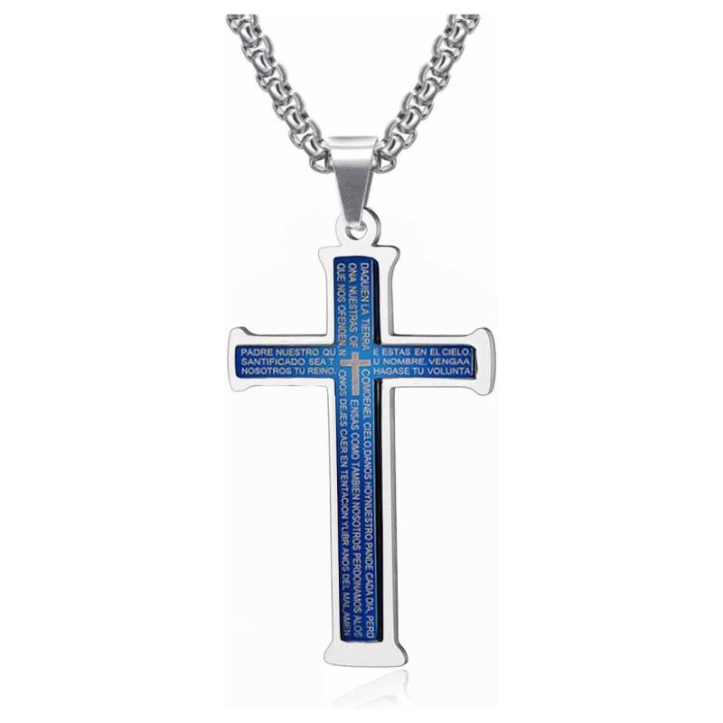 Impress Jewelry Prívesok z chirurgickej ocele krížik Calvo modrý 65221893