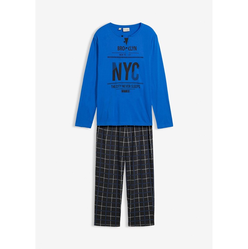 bonprix Pyžamo z čistej bavlny s gombičkovou légou a dlhými rukávmi, 66713033