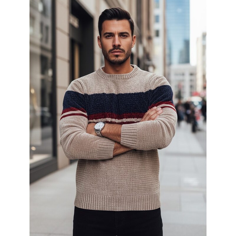 Dstreet Jedinečný hrubý béžový sveter 60627127