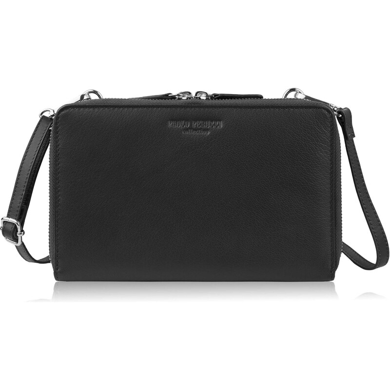 Paolo Peruzzi Dámska malá kožená kabelka na rameno aj do ruky | čierna 66712357