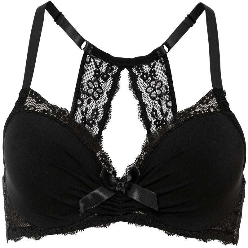 bonprix Vystužená podprsenka z čipky, americké prieramky, farba čierna 44735110