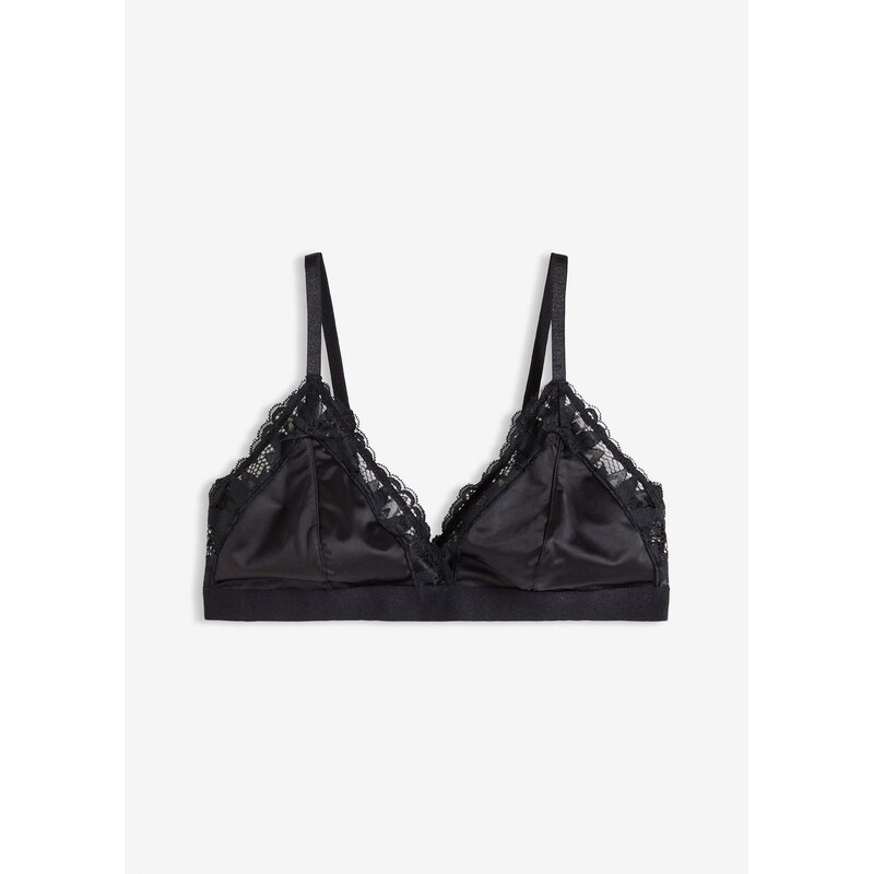 bonprix Podprsenka bralette z lesklého materiálu, farba čierna 66696944