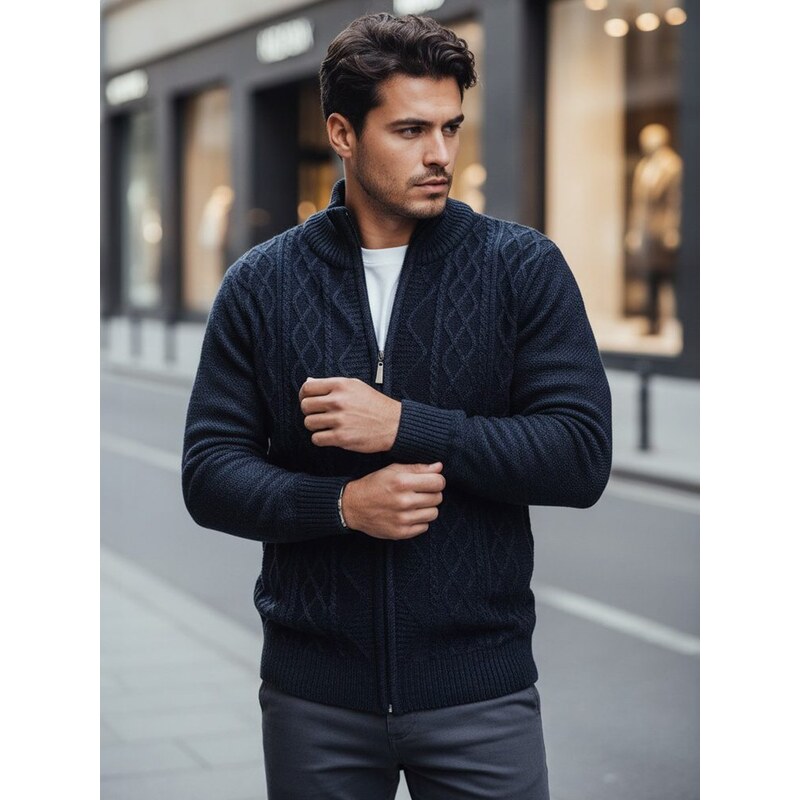 Dstreet Trendy vzorovaný granátový pánsky sveter 60801331