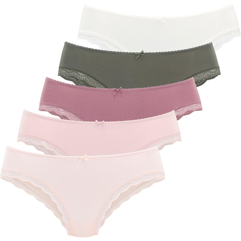 LASCANA Nohavičky tmavozelená / rosé / púdrová / tmavoružová / biela 66718240