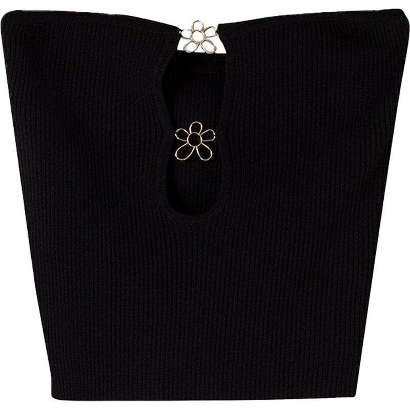 Bershka Vyšívaný top čierna 66718264