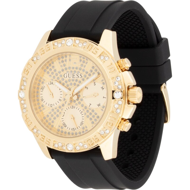 GUESS Analógové hodinky Majesty zlatá / čierna / priehľadná 66718364