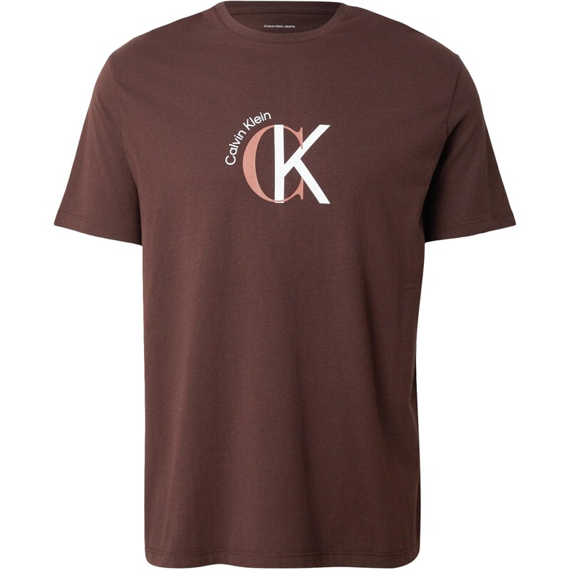 Calvin Klein Jeans Tričko hnedá / čokoládová / biela 66718661