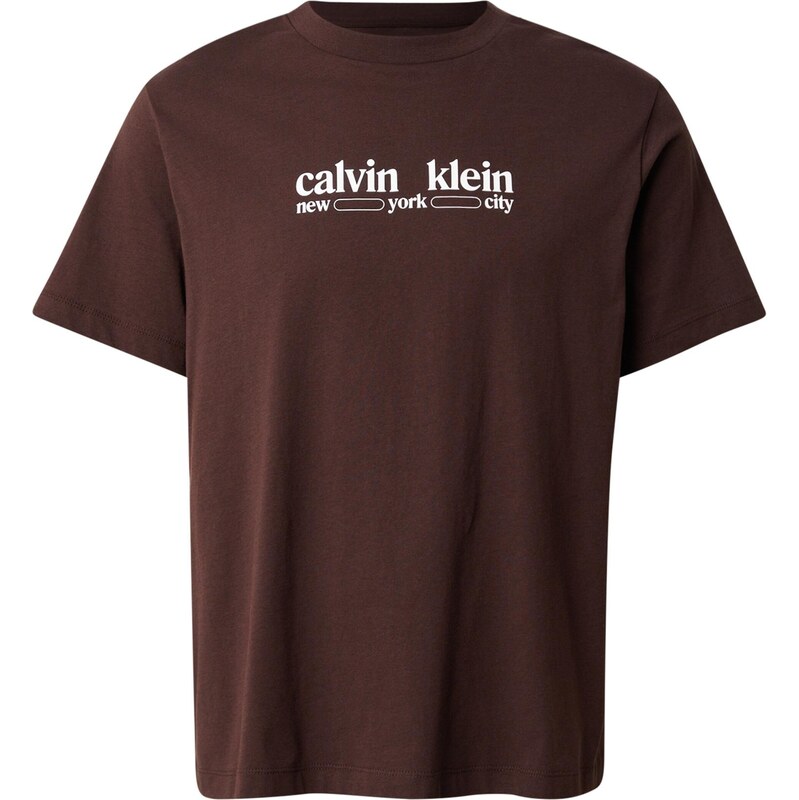 Calvin Klein Jeans Tričko NYC hnedá / biela 66718655